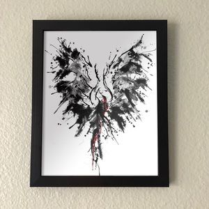 Ink Blot Phoenix Wall Art